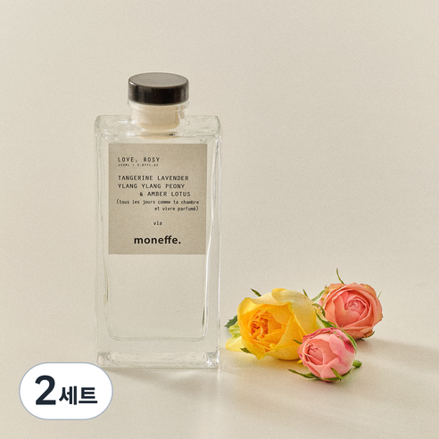 오늘 나의 리추얼 레이어드 디퓨저 인테리어 방향제 투명 용기 + 포스터 2종 세트, 러브 로지, 150ml, 2세트