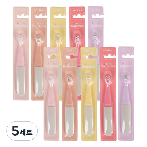 노르디코 여아용 로로칫솔 5종 x 2p 세트, 혼합색상, 5세트