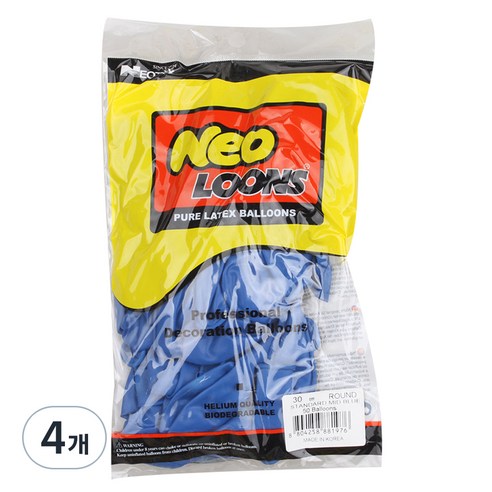 네오텍스 30cm 라운드풍선 50p, 스탠다드 미드블루, 4개