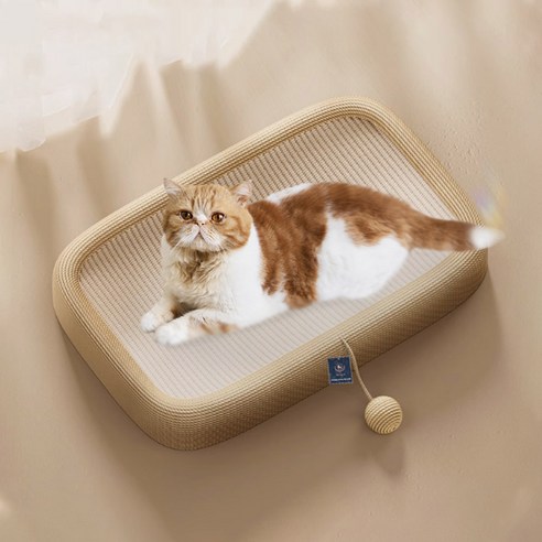 딩동펫 고양이 사이잘 눕눕 스크래쳐 캣닢 침대 사각, 화이트, 1개