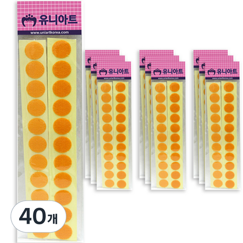 유니아트 원형찍찍이 20mm 주황, 40개