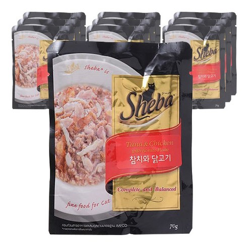 쉬바 고양이 주식 파우치, 생선, 70g, 10개