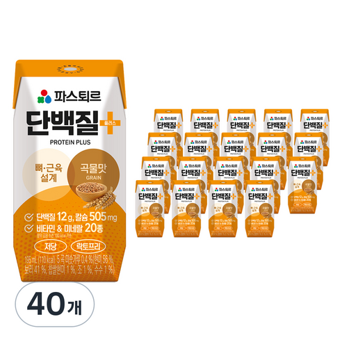 파스퇴르 단백질 플러스 곡물, 40개, 195ml