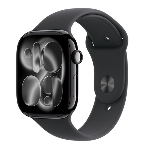 Apple 2025 애플워치 11, 제트 블랙, 46mm, GPS, 알루미늄,제트 블랙/블랙 스포츠 밴드, S/M