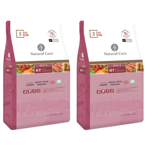 네츄럴코어 전연령 강아지 에코플러스3 SM 건식사료, 연어, 2kg, 2개