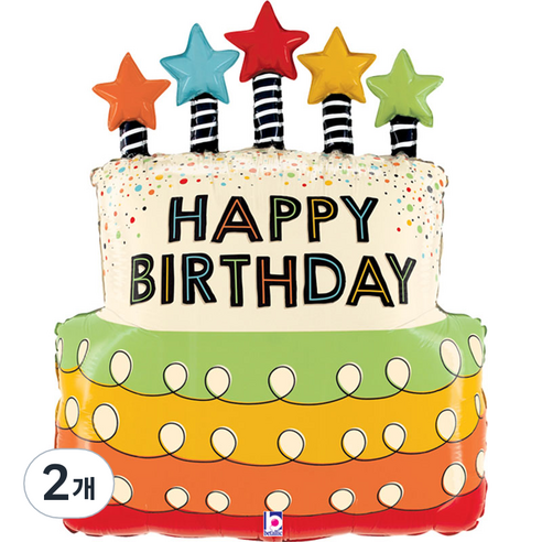 GRABO 캔들스타생일케익 은박풍선, 혼합색상, 2개