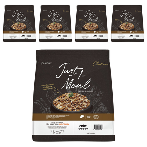 한끼뚝딱 전연령 강아지 클래식 건식사료, 연어+황태, 1kg, 5개