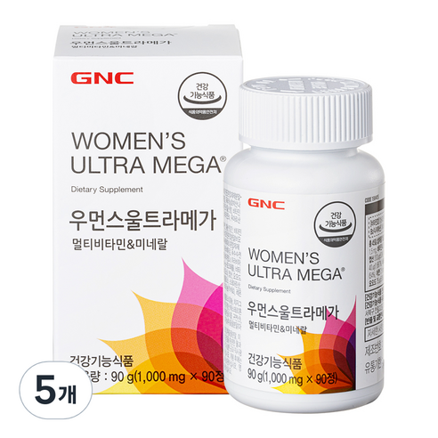 GNC 우먼스 울트라메가 멀티비타민 앤 미네랄, 90정, 5개