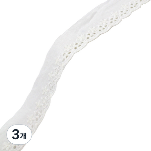 아이엔피 파인코튼 리본 면 자수 레이스 2.7 x 270 cm, 화이트, 3개