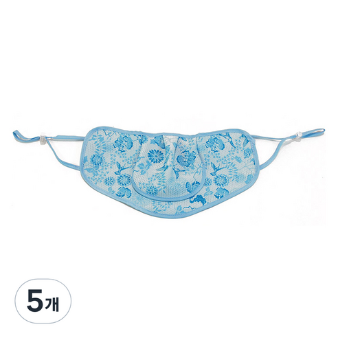 구리원사 2단 T3 꽃무늬 햇빛차단 마스크 24 x 12.5 cm, 1개입, 5개, 블루