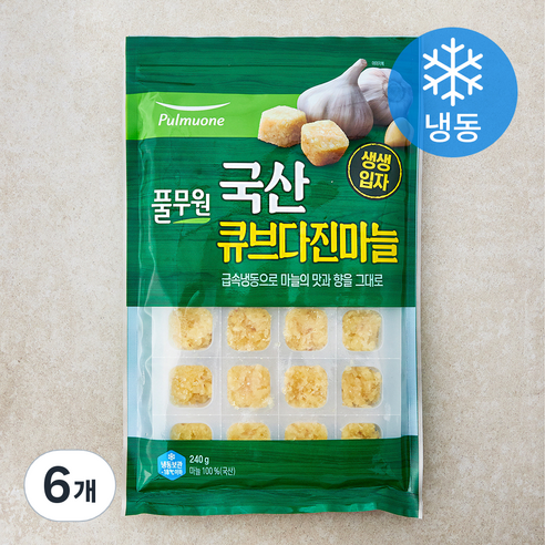 풀무원 큐브 다진마늘 (냉동), 240g, 6개