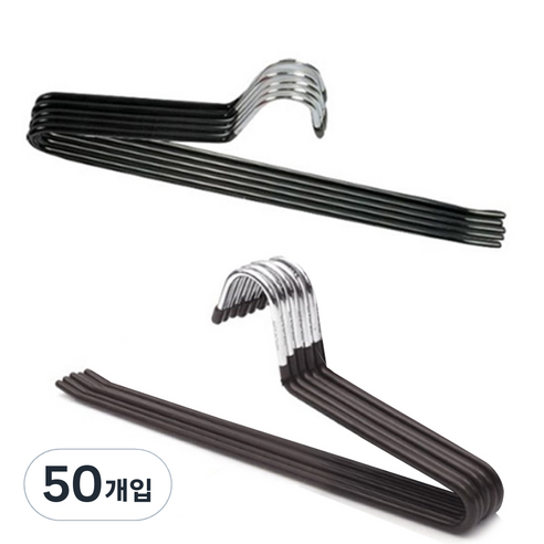 선우랜드 논슬립 코팅 바지걸이 행거 블랙 5p + 브라운5p, 혼합 색상, 50개입