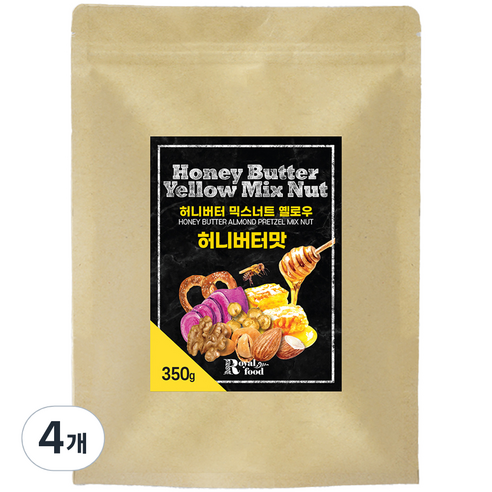 로얄푸드 허니버터 믹스너트 옐로우, 350g, 4개