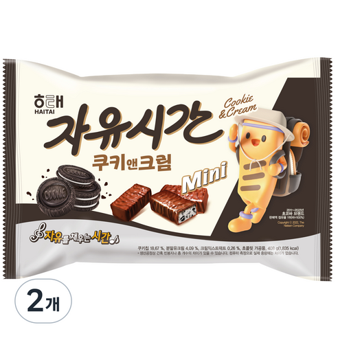 해태제과 자유시간 쿠키엔크림 미니, 408g, 2개