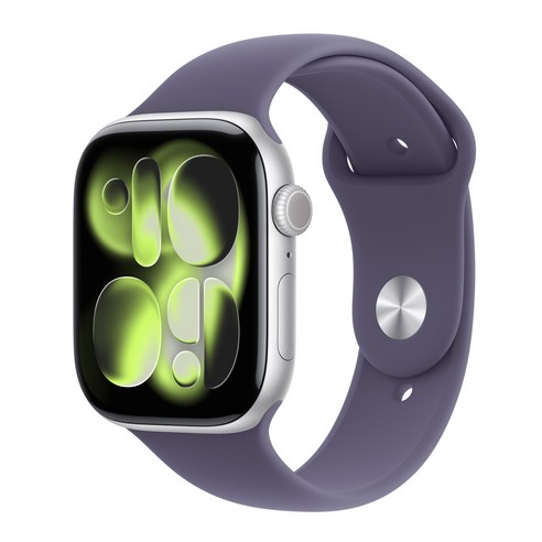 Apple 2025 애플워치 시리즈 11, 실버, 46mm, GPS+Cellular, 알루미늄,실버/퍼플 포그 스포츠 밴드, S/M