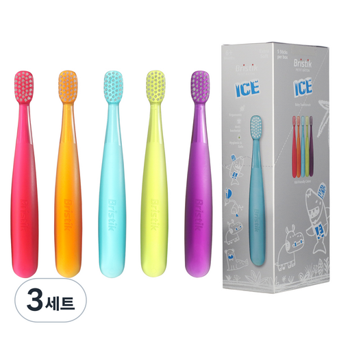 브리스틱 유아용 에르고 칫솔 1단계 아이스 5종 세트, 혼합색상, 5개입, 3세트