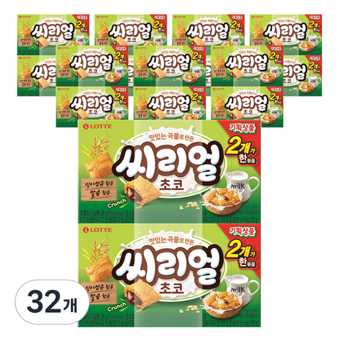 롯데제과 맛있는 곡물로 만든 씨리얼 초코 2p, 56g, 32개