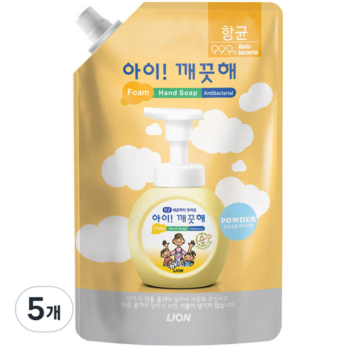 아이깨끗해 순 폼 핸드 솝 파우더향, 5개, 600ml