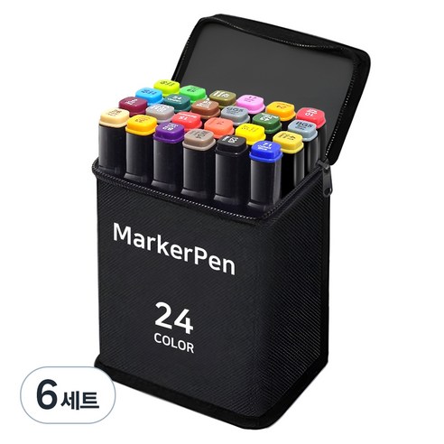 다다 디자인 드로잉 마카펜 천케이스, 24색, 6세트