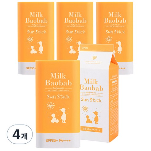 밀크바오밥 베이비 앤 키즈 선스틱 SPF50+ PA++++, 18g, 4개