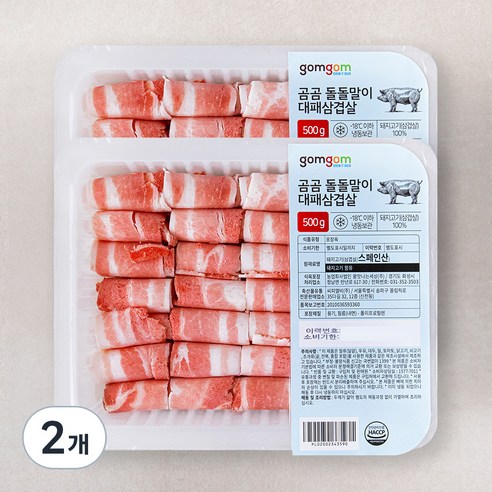 곰곰 돌돌말이 대패삼겹살 (냉동), 500g, 2개