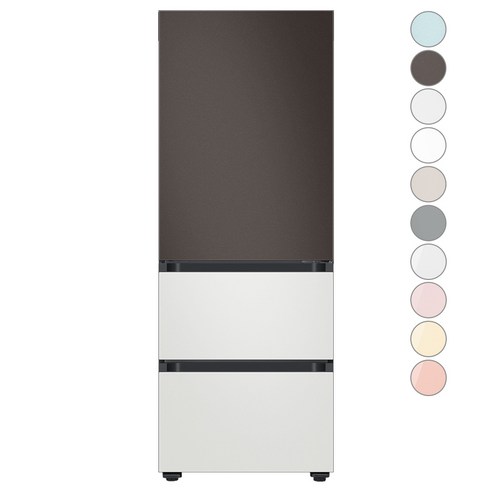 [색상선택형] 삼성전자 비스포크 김치플러스 3도어 키친핏 냉장고 313L 방문설치, 코타차콜+코타화이트, RQ33C74B1AP