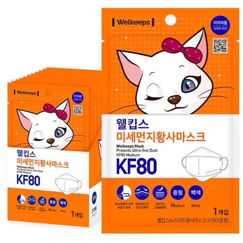 웰킵스 미세먼지황사마스크 중형 KF80, 1개입, 25개