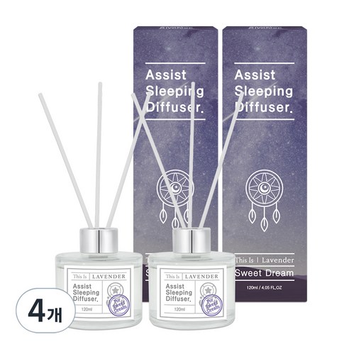 디스이즈 어시스트 슬리핑 디퓨저, 라벤더, 120ml, 4개