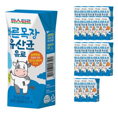 파스퇴르 바른목장 유산균 음료, 125ml, 24개