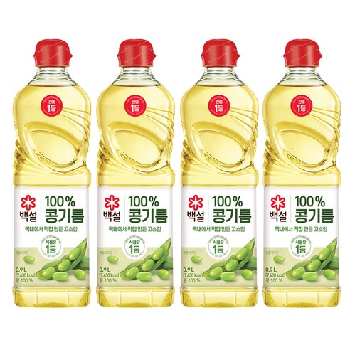백설 콩기름, 900ml, 4개