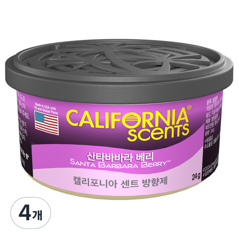 캘리포니아센트 스필프루프 차량용 방향제, 4개, 산타바바라 베리향