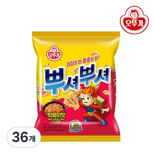 오뚜기 뿌셔뿌셔 떡볶이맛, 90g, 36개