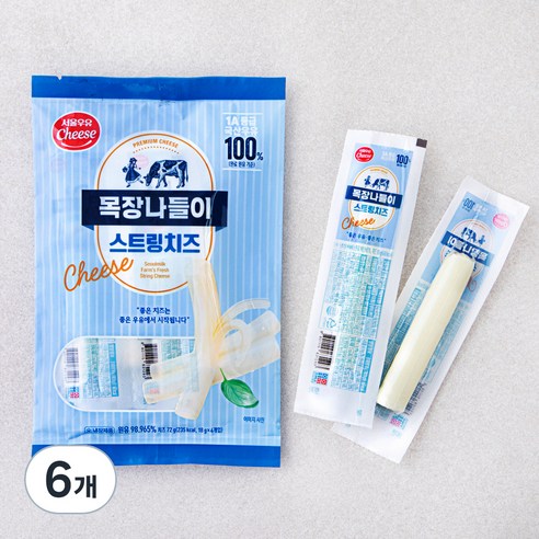 서울우유치즈 목장나들이 스트링치즈, 18g, 4개입, 6개