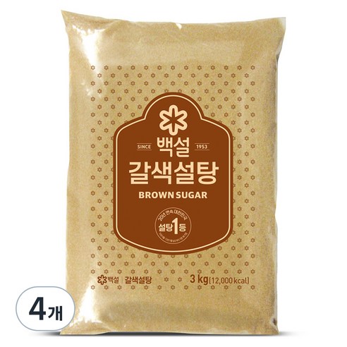 백설 갈색설탕, 3kg, 4개
