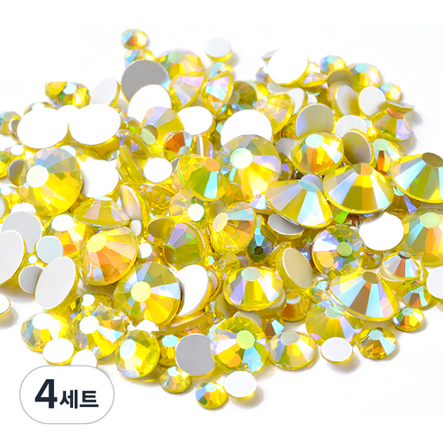 메이브라운 셀프네일 고급 컬러 사이즈혼합 평 네일스톤, M03102(옐로우), 4세트