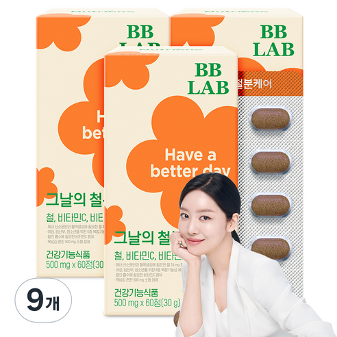 비비랩 그날의 철분 케어 비타민C 비타민B, 60정, 9개