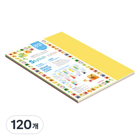 종이문화 스타일리쉬 얇은 혼합색지 120g 12 SN Vivid Tone, 120개, 8절