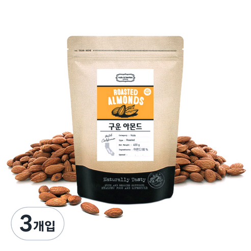 넛츠앤베리스 구운 아몬드, 400g, 3개