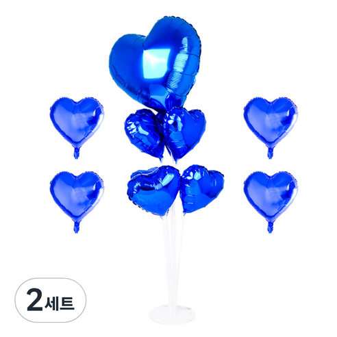 파티쇼 풍선꽂이장식세트 70cm, 하트블루, 2세트