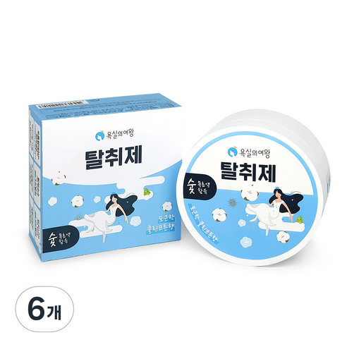 욕실의여왕 새집증후군 클린코튼향 실내 탈취제 본품, 230g, 6개