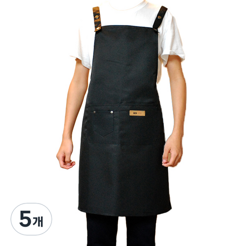 누심비 카페 데님 심플 앞치마, 블랙, 5개