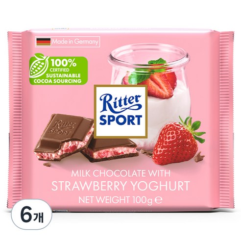 리터스포트 딸기요거트 초콜릿, 100g, 6개