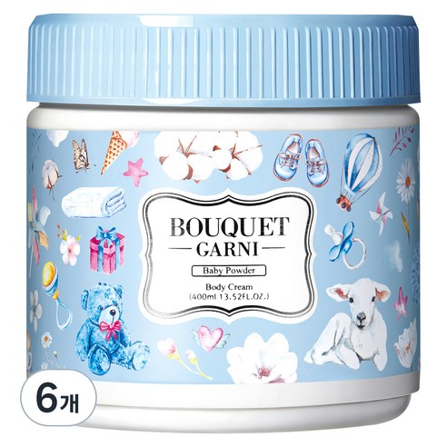 부케가르니 딥 너리싱 바디크림 베이비파우더, 400ml, 6개