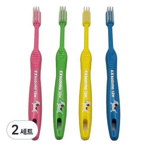 라이온 코도모 저학년 어린이 칫솔 12M, 혼합색상, 4개입, 2세트