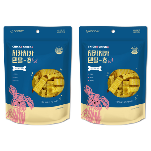 굿데이 강아지 치카치카 덴탈츄 간식, 치석제거, 300g, 2개