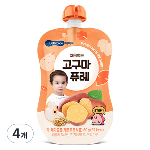 베베쿡 처음먹는 고구마 퓨레, 80g, 4개