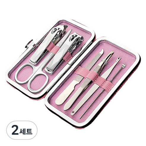 오와이규 가정용 손톱깎이 7종 세트, 핑크, 2세트