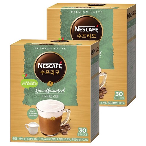 네스카페 수프리모 디카페인 라떼, 15g, 30개입, 2개