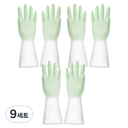 리즈제이니 라텍스 고무장갑 M, 17 모란디 투 컬러 그린, 중(M), 9세트