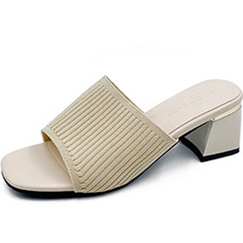 라블 여성용 니트짜임 힐 슬리퍼 6.5cm